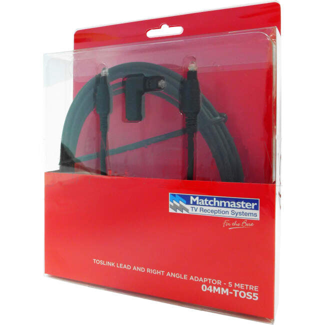 Matchmaster - Digital Optical Fibre Male to Male Lead Including Right Angle Adaptor 5 Metres