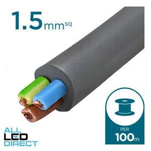 Apec 1.5mm 3 Core Ordinary Duty Flex Cable Grey 100 Metre Drum