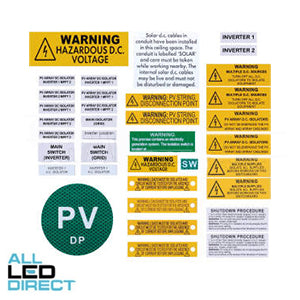 Industrial Engraving Solutions Commercial Label Kit for 2 Inverters - Updated AS/NZS 5033:2021