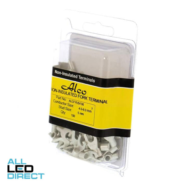 Wattmaster 5mm Stud Non Insulated Forked Terminal Pack of 100