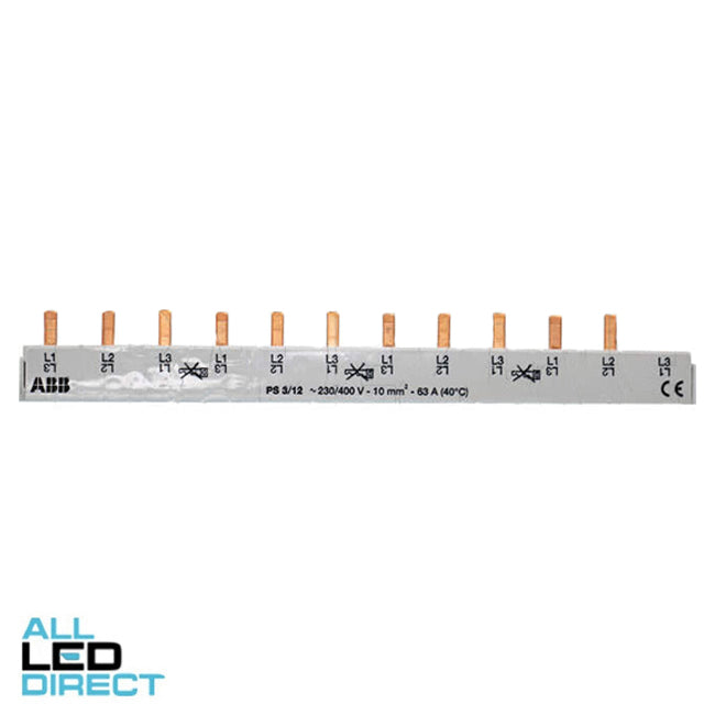 ABB 63 Amp 3 Phase Insulated Prong Busbar 10mm 12 Module
