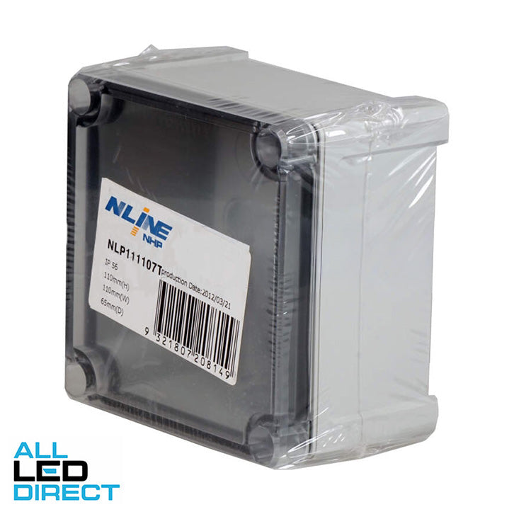 NHP N-Line 110mm W x 110mm H x 65mm D Square Adaptable Box With Clear Lid