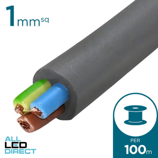 Apec 1mm 3 Core Ordinary Duty Flex Cable Grey 100 Metre Drum