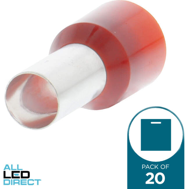 Wattmaster 35.0mm Bootlace Pin Terminal Red Pack of 20