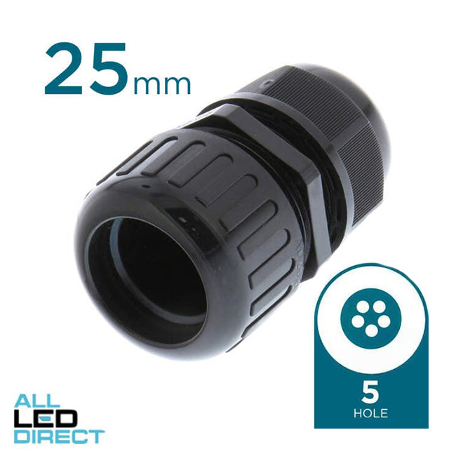 Cobalt Solar Energy 25mm Solar UV Nylon Gland With 5 Hole x 5mm End Of Conduit Each