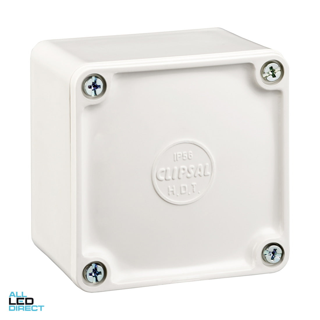 Clipsal 77mm x 77mm x 54mm Square Junction Box White ALL LED Direct