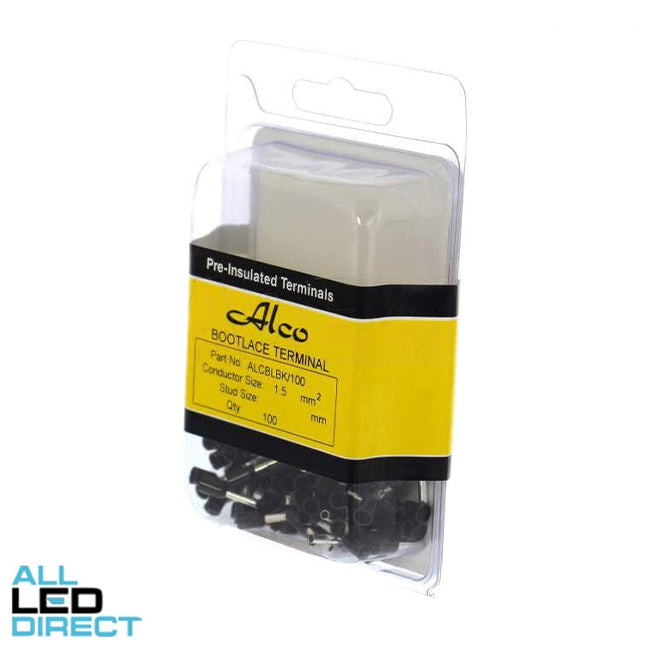 Wattmaster 1.5mm Bootlace Pin Terminal Black Pack of 100