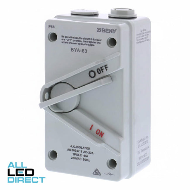 ZJ Beny 250 Volt 63 Amp 1 Pole AC Weatherproof Isolator Switch