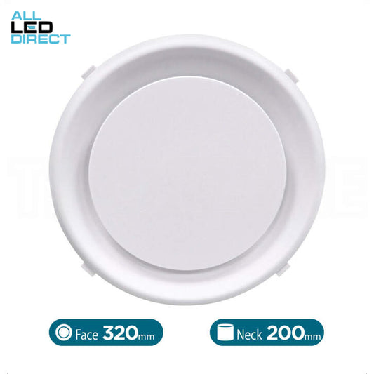 Powerwave Air 200mm Insulated Cone Ceiling Diffuser White