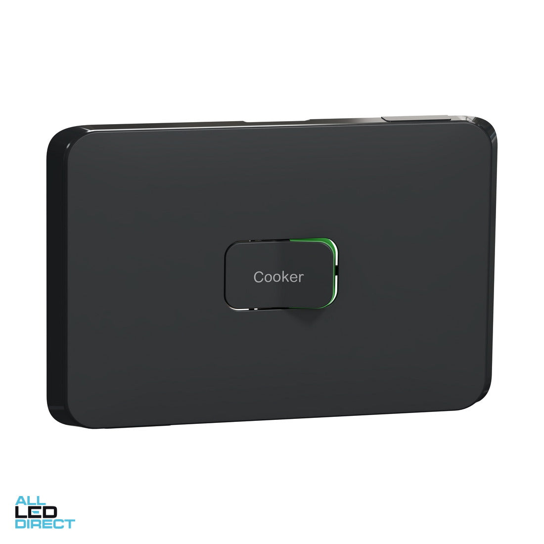 Clipsal 45 Amp 1 Gang ICONIC Horizontal Rocker Switch Engraved With COOKER Extra Black ALL LED Direct