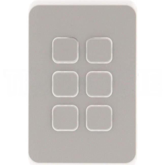 Clipsal 6 Gang ICONIC Vertical Internal Rocker Switch Cover Plate Cool Grey