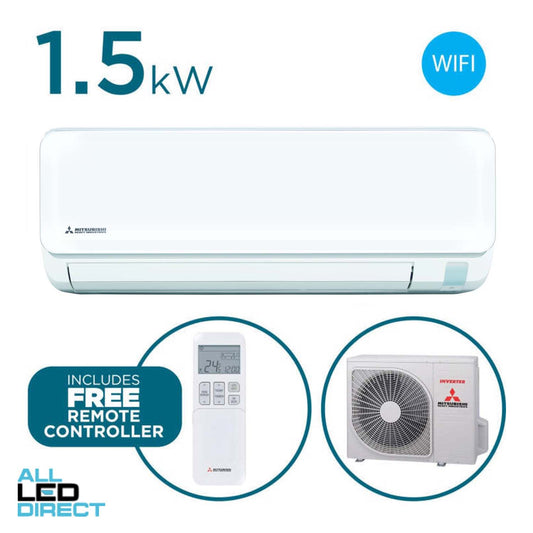 Mitsubishi 1.5kW Cool 2.0kW Heat Inverter CIARA Hi-Wall Indoor/Outdoor Air Conditioning Unit - WIFI Enabled