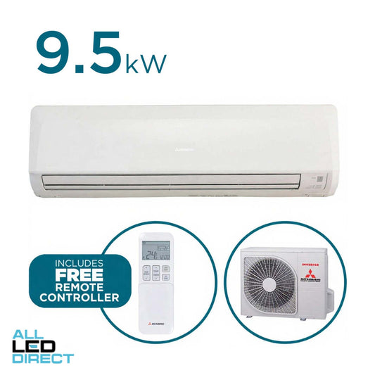 Mitsubishi 9.5kW Cool 10.0kW Heat Inverter BRONTE Hi-Wall Indoor/Outdoor Air Conditioning Unit
