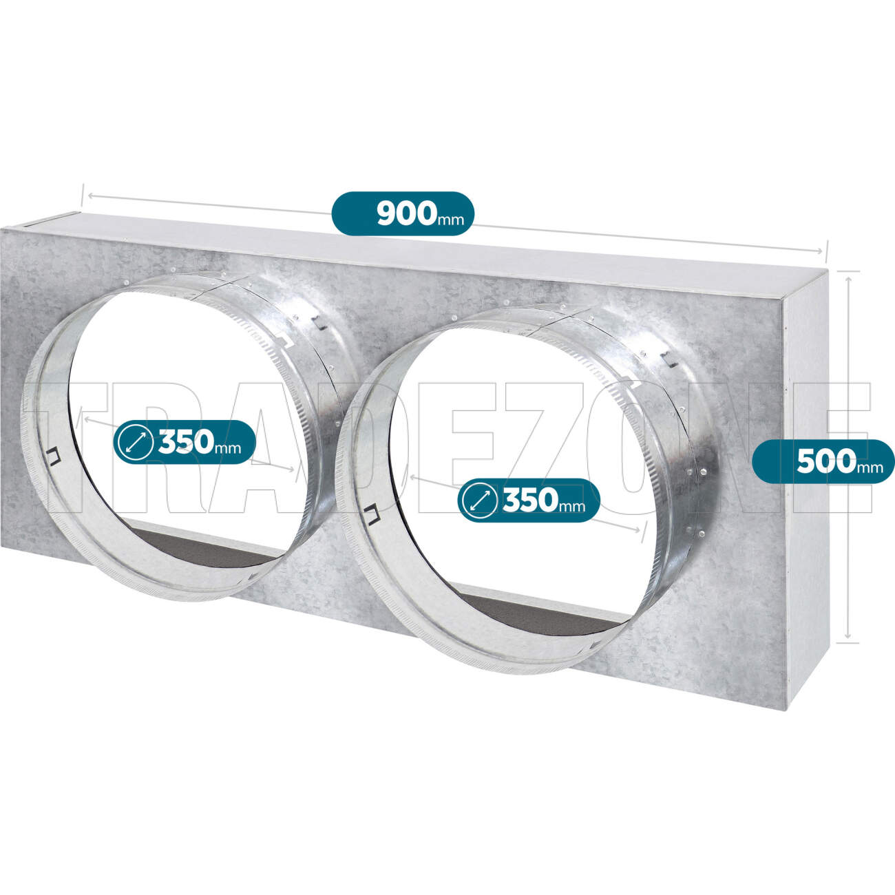 Powerwave Air 900mm x 500mm Return Air Insulated Box with 2 x 350mm Spigot