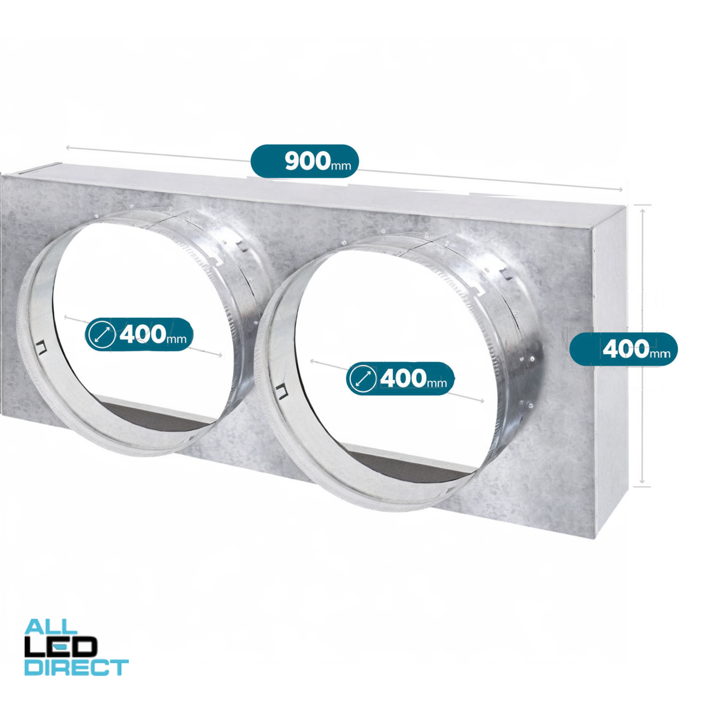 Powerwave Air 900mm x 500mm Return Air Insulated Box with 2 x 400mm Spigot