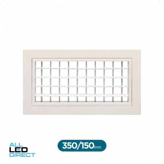 Powerwave Air 350mm x 150mm Double Deflection Wall Register with Removable Core White