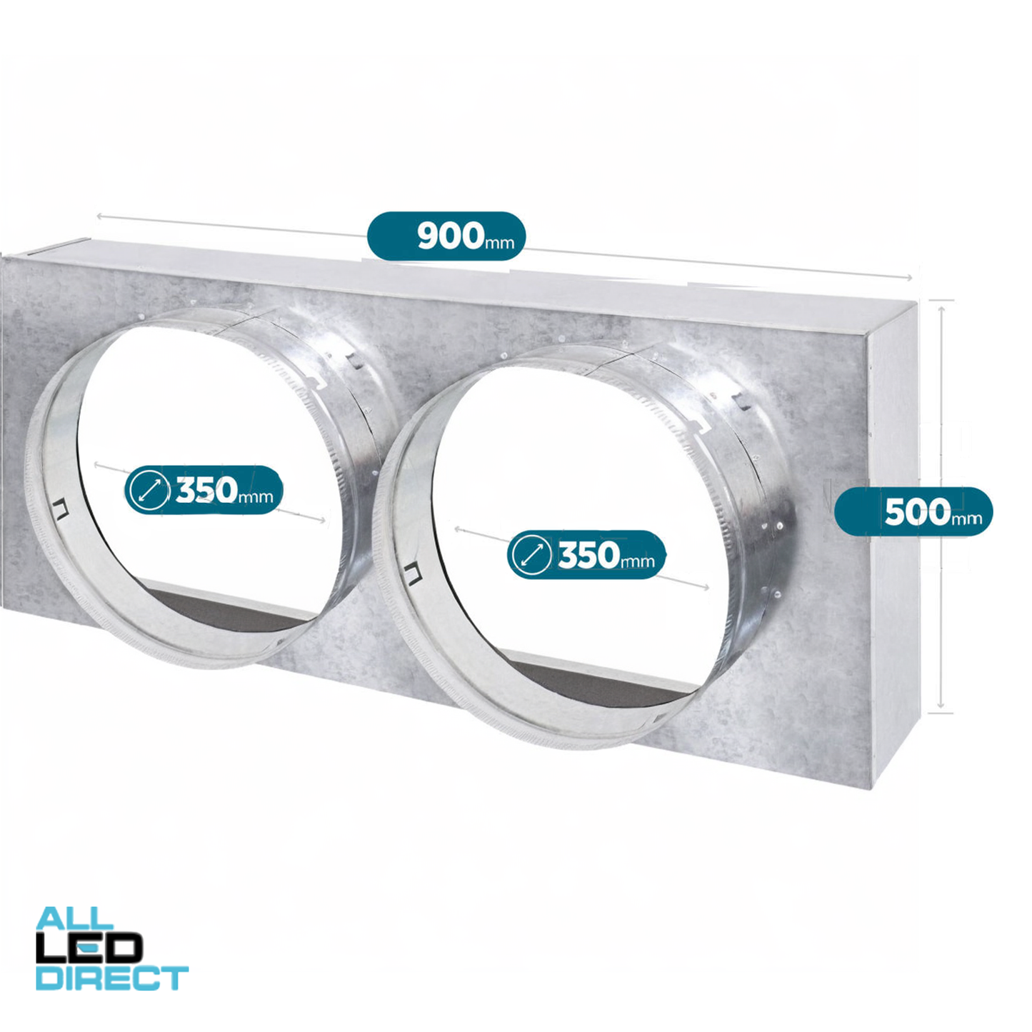 Powerwave Air 900mm x 500mm Return Air Insulated Box with 2 x 350mm Spigot