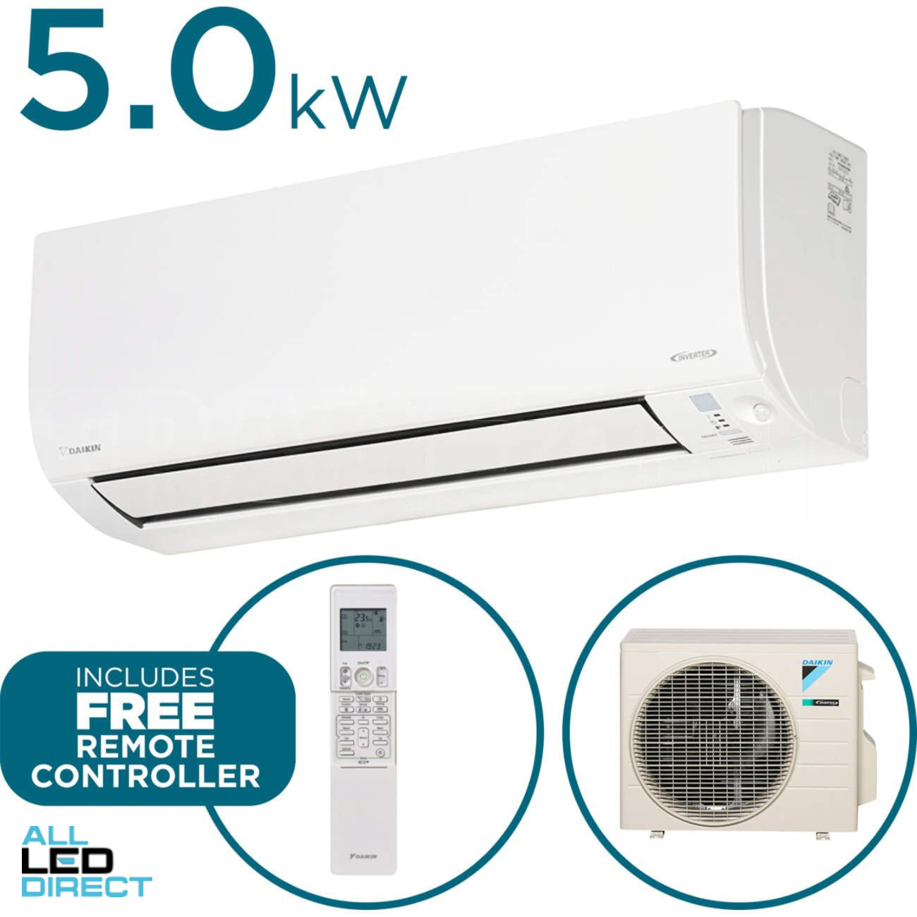 Daikin 5.0kW Cool 6.0kW Heat CORA Inverter Hi-Wall Indoor/Outdoor Air Conditioning Unit
