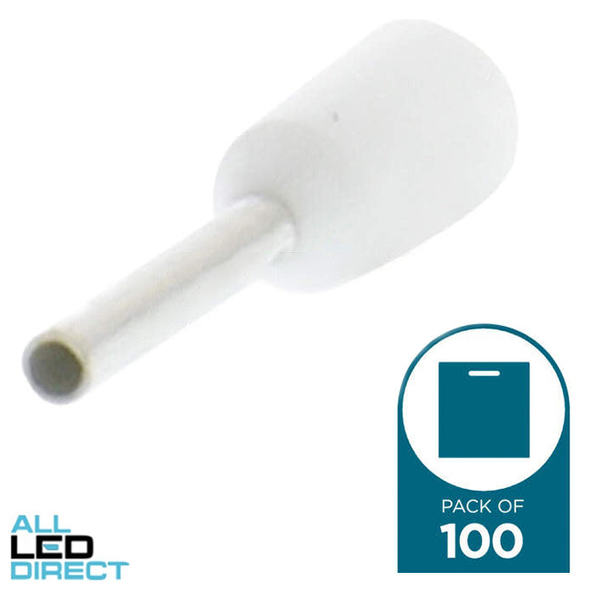 Wattmaster 0.5mm Bootlace Pin Terminal White Pack of 100