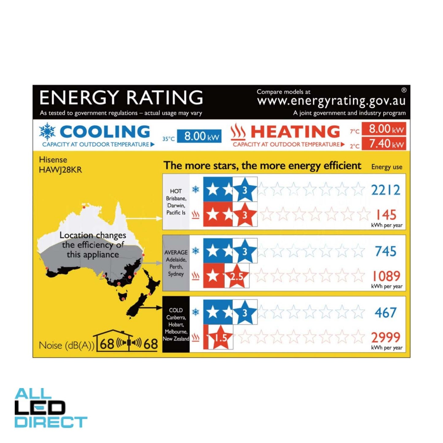 Hisense 8.0kW Cool 8.0kW Heat Reverse Cycle Indoor/Outdoor EROS Air Conditioning Unit - WIFI Enabled