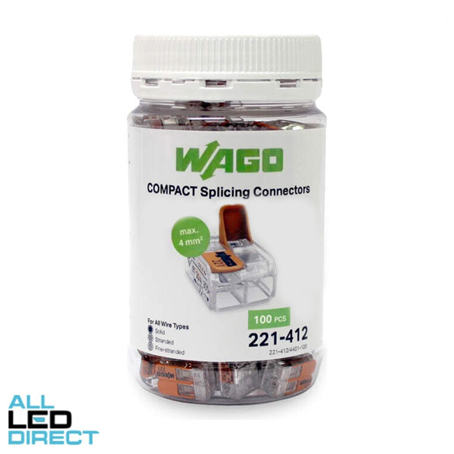 WAGO 4mm COMPACT Splicing Connector for 2 Conductors Jar of 100