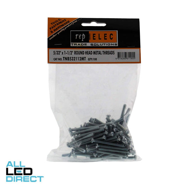 Repelec 5/32 x 1-1/2 Inch Round Slot Zinc Plated Metal Screw 100 Packet