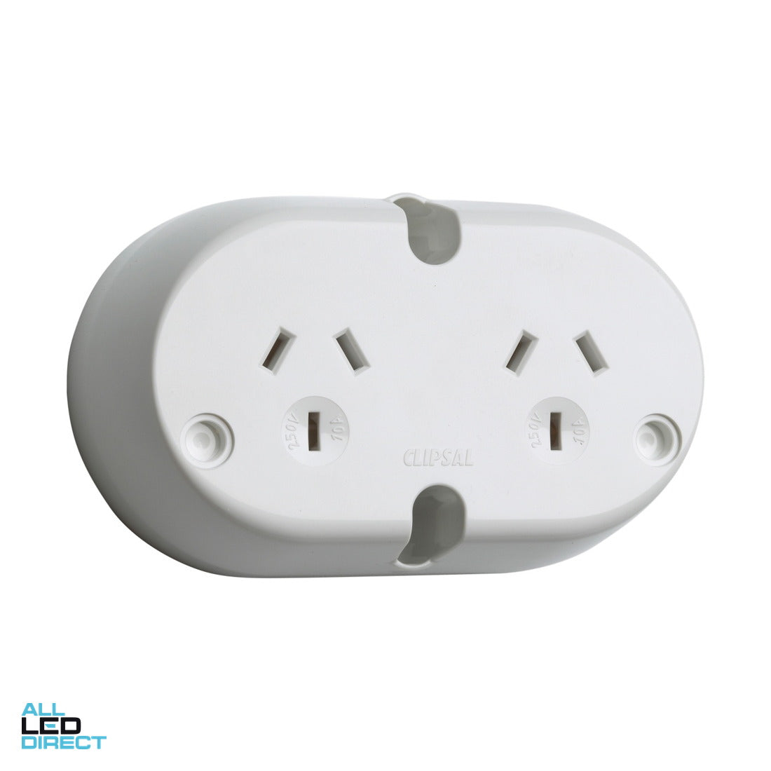 Clipsal 10 Amp 3 Pin Double Plug Base White ALL LED Direct