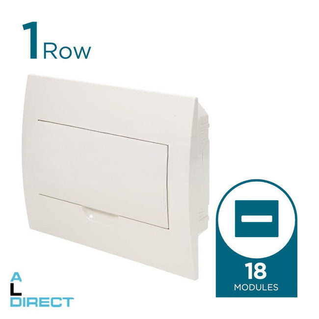 NHP 1 Row of 18 Pole Plastic Flush Mounted Switchboard Plain Door