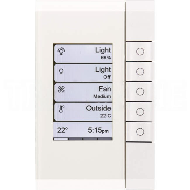 Clipsal C-Bus SATURN Enhanced DLT 5 Gang Key Input White Grid Pure White Fascia