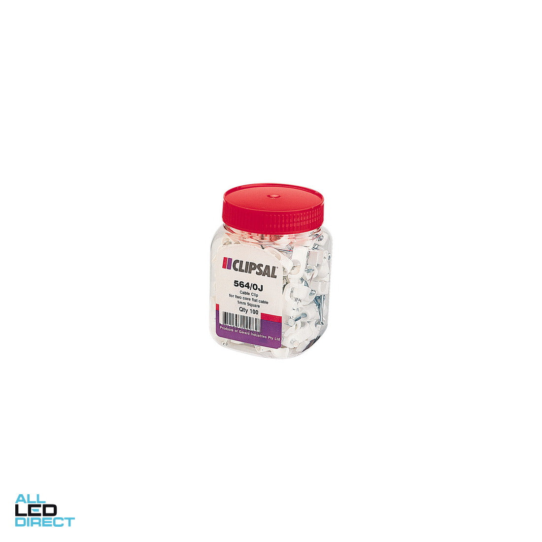 Clipsal 1mm - 1.5mm Flat Cable Clips Jar Of 150