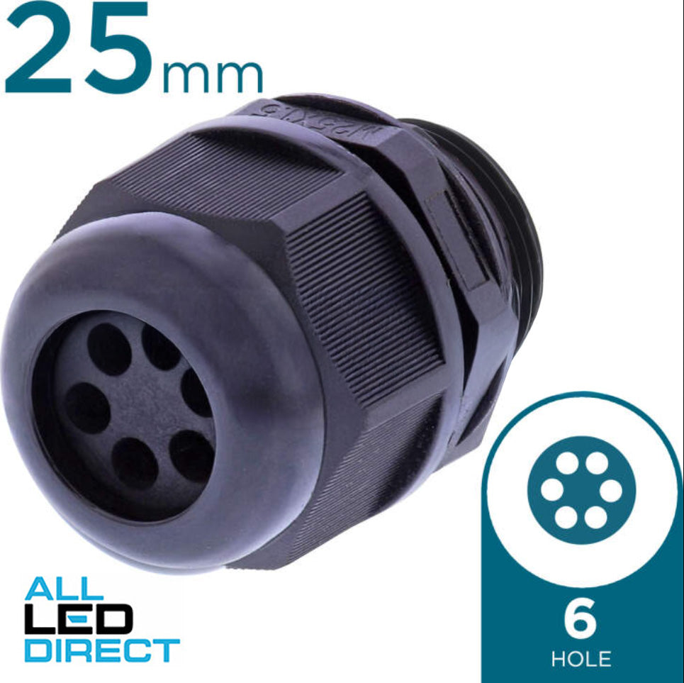 Cobalt Solar Energy 25mm Solar Nylon Gland With 6 Hole x 3mm To 5mm Each