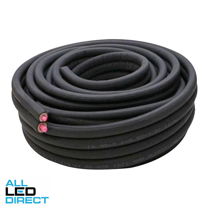 1/4 x 1/2 Copper Flame-Retardant UV Protected Pair Coil with 9mm Insulation Black 20 Metres