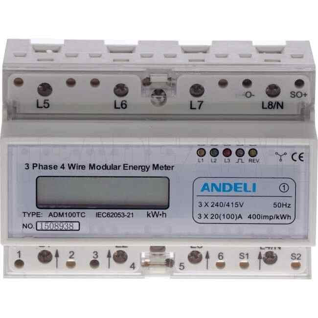 GTS 100 Amp 3 Phase Din Rail Mount Digital Kilowatt Hour Meter - Default Title (ADM100TC)