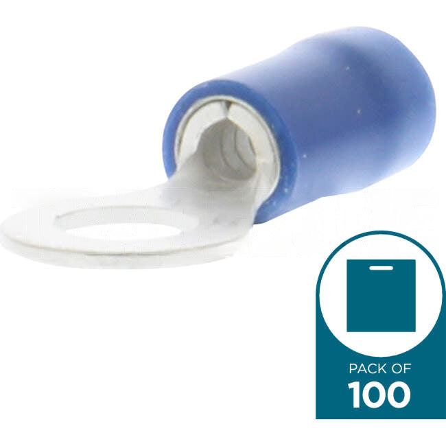 Wattmaster Stud Ring Terminal Suitable For 4mm Blue Pack Of 100