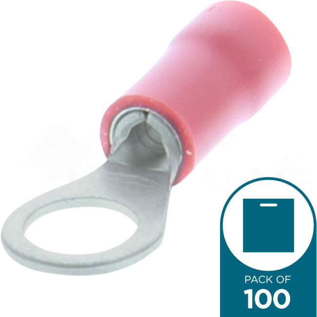 Wattmaster Stud Ring Terminal Suitable For 5mm Red Pack Of 100