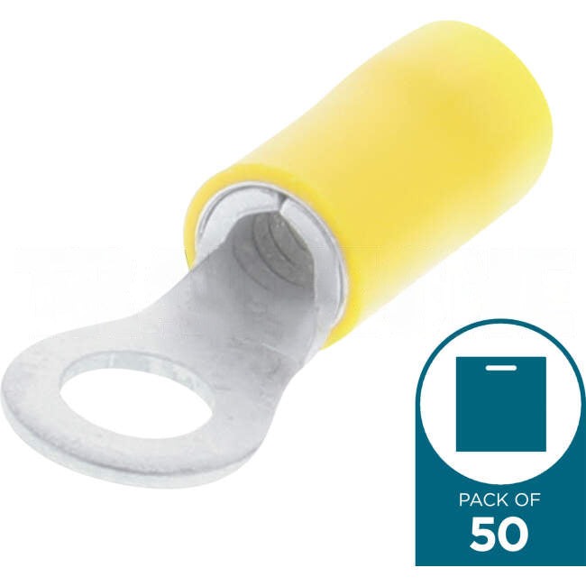 Wattmaster Stud Ring Terminal Suitable For 5mm Yellow Pack Of 50