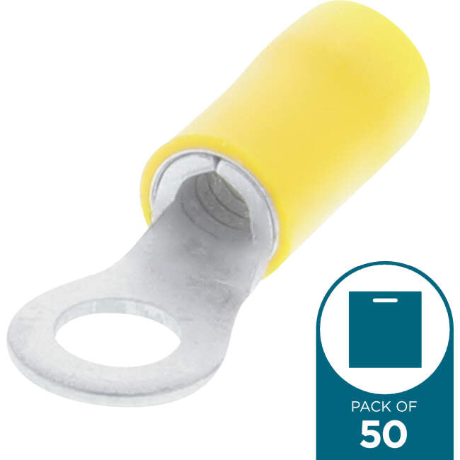 Wattmaster Stud Ring Terminal Suitable For 6mm Yellow Pack Of 50