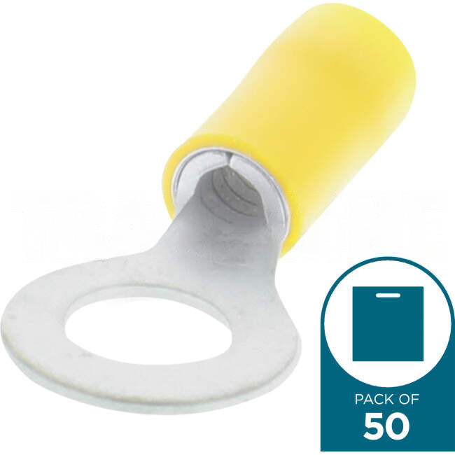Wattmaster Stud Ring Terminal Suitable For 8mm Yellow Pack Of 50