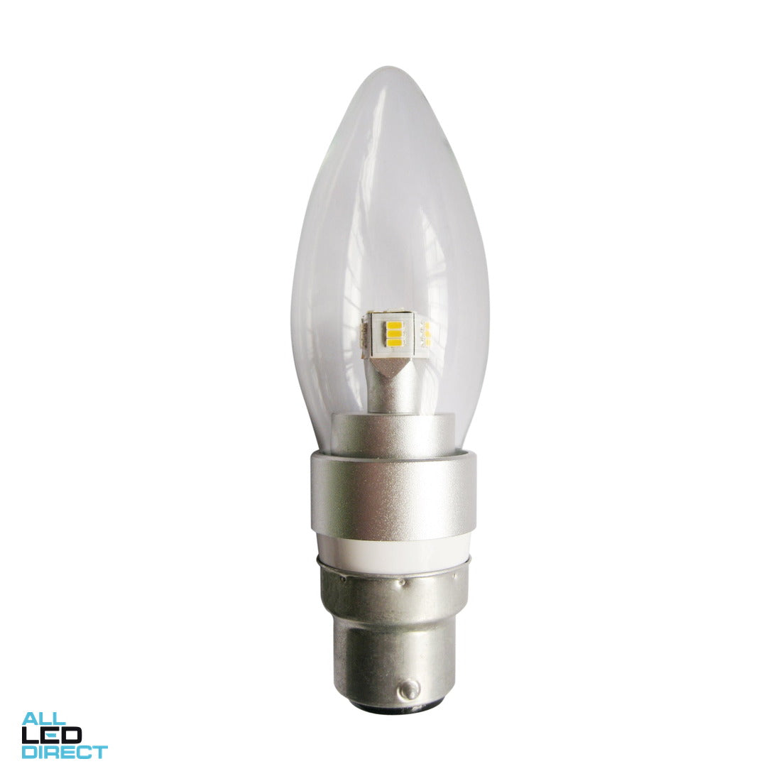 CLA 4 W Clear Candle LED Globe With BC/B22 Connection 5000 K ALL LED Direct