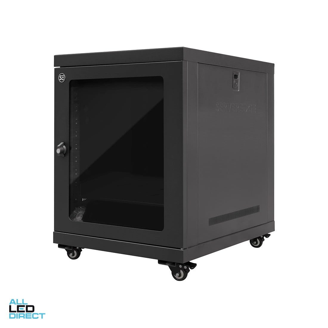 Serveredge 12RU 600mm Wide x 600mm x 722mm Deep Wall Mount Server Cabinet with Wheels Fitted ALL LED Direct