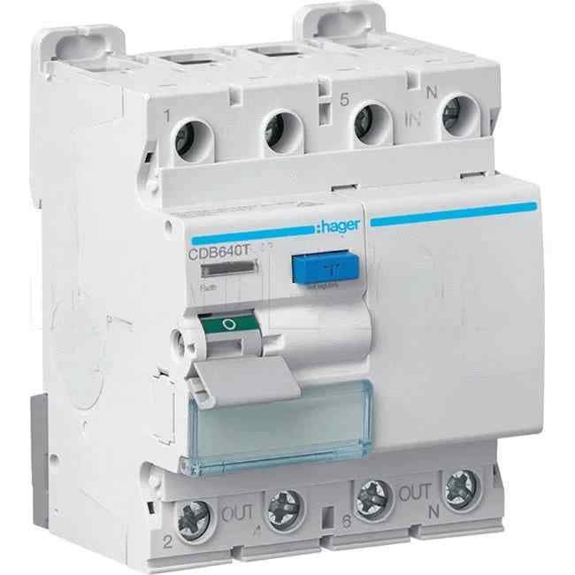 Hager 40 Amp RCD Type B 3 Phase RCCB 3 Pole With Neutral AC 30mA - Default Title (CDB640T)