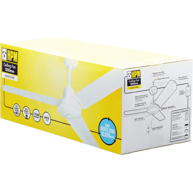 HPM 1220mm (48') 3 Blade Ceiling Sweep Fan With Aluminium Blades White