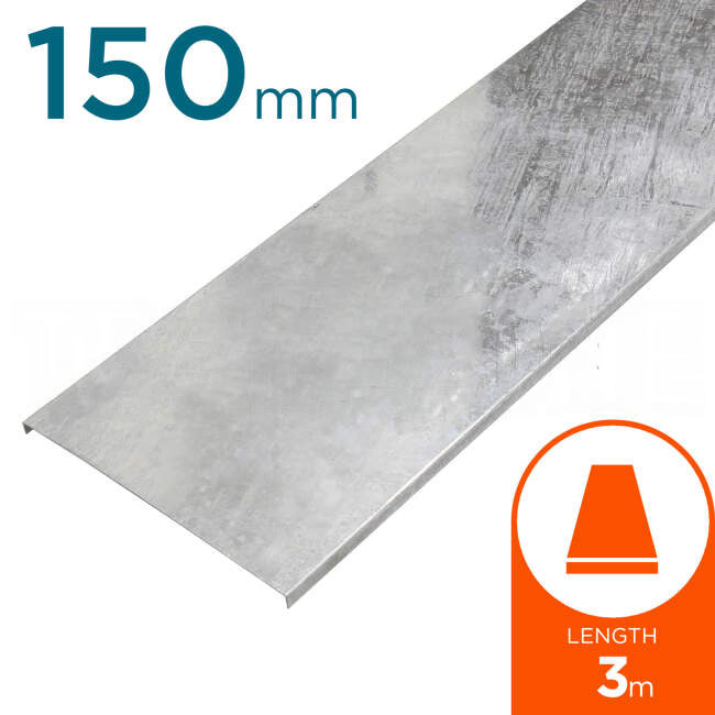 Ezystrut 150mm Flat Cable Tray Cover 3.0m Long Hot Dip Galvanised Suitable For ET3 Tray