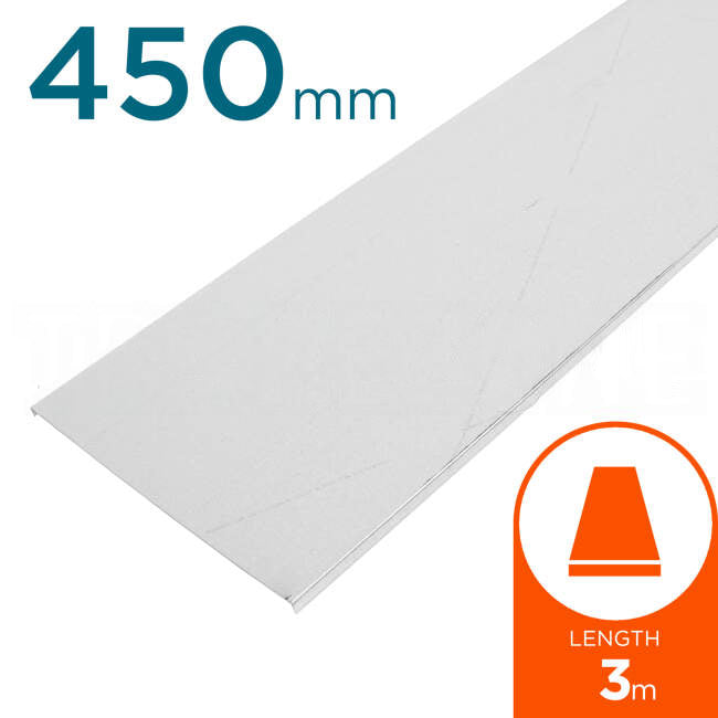 EZYSTRUT 450mm Flat Cable Tray Cover for ET3 And ET5 3.0m Long Galvabond