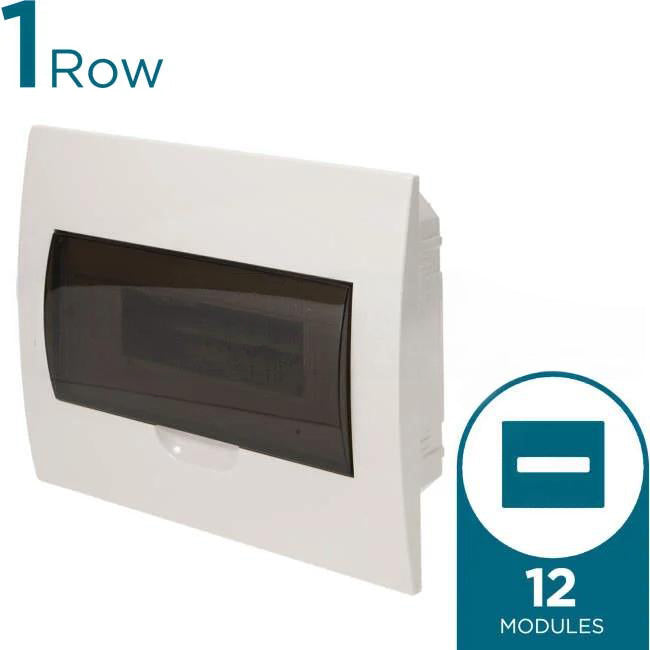 NHP 1 Row of 12 Pole Plastic Flush Mounted Switchboard Transparent Door