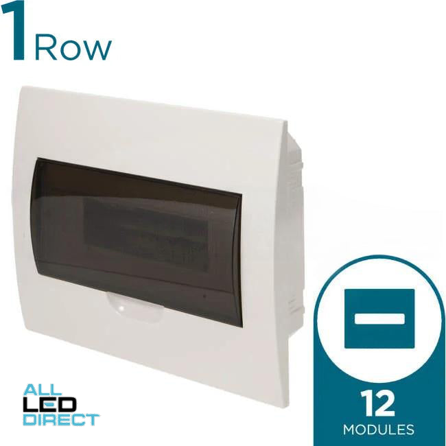 NHP 1 Row of 12 Pole Plastic Flush Mounted Switchboard Transparent Door