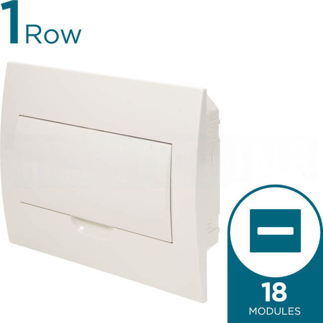 NHP 1 Row of 18 Pole Plastic Flush Mounted Switchboard Plain Door