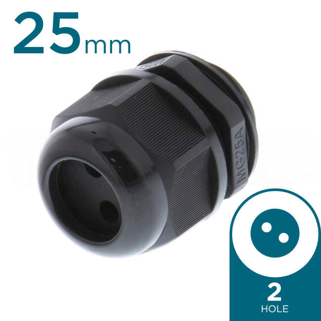 Cobalt Solar Energy 25mm Solar Nylon Gland With 2 Hole x 5.5mm Each