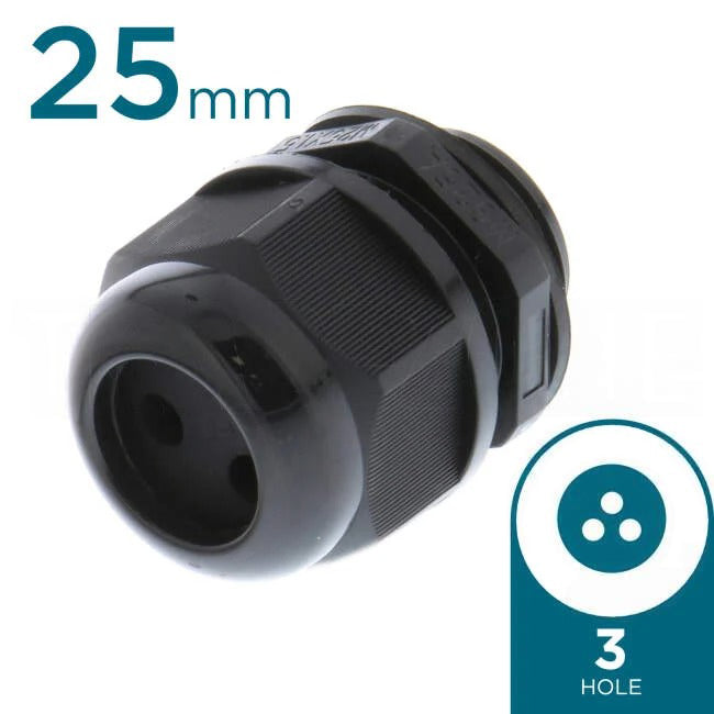 Cobalt Solar Energy 25mm Solar Nylon Gland With 3 Hole x 5.5mm Each