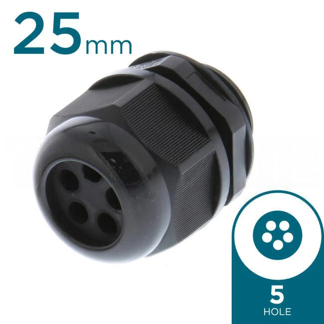 Cobalt Solar Energy 25mm Solar Nylon Gland With 5 Hole x 5mm Each